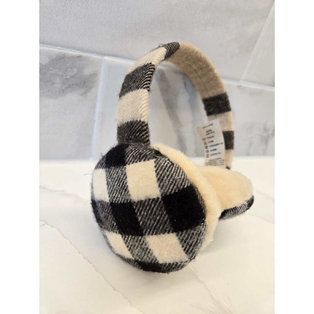 Authentic Burberry Check Wool Cashmere Earmuffs Beige Black Winter